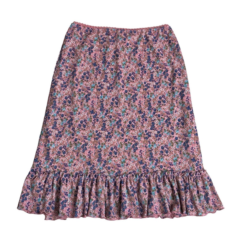Vintage 90s Y2K Luna Chix Skirt Women S Ditsy Floral Ruffle Hem Twee Coquette